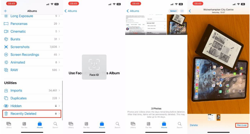 福绵苹果14维修分享 iPhone14 上恢复已删除的照片 